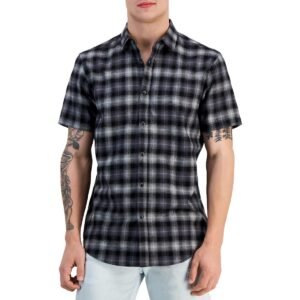 INC Mens Plaid Collared Button-Down Shirt