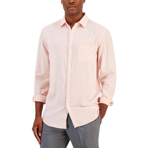 Alfani Mens Cotton Pattern Button-Down Shirt