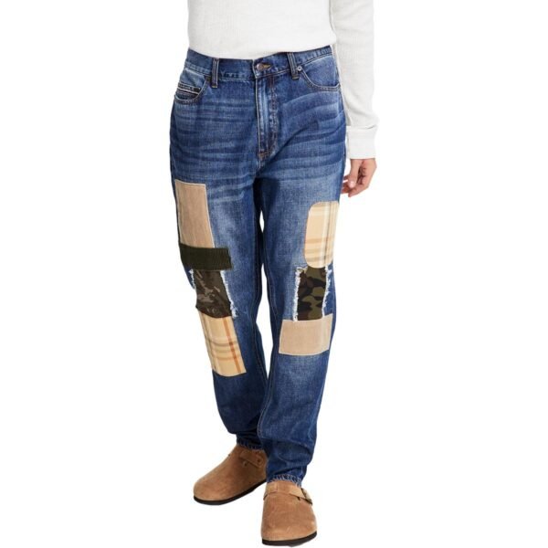 Sun + Stone Mens Loose Fit Patchwork Tapered Leg Jeans